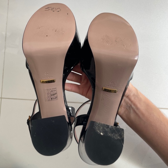 Gucci Claudie Horsebit Open Toe Heels - Picture 4 of 4